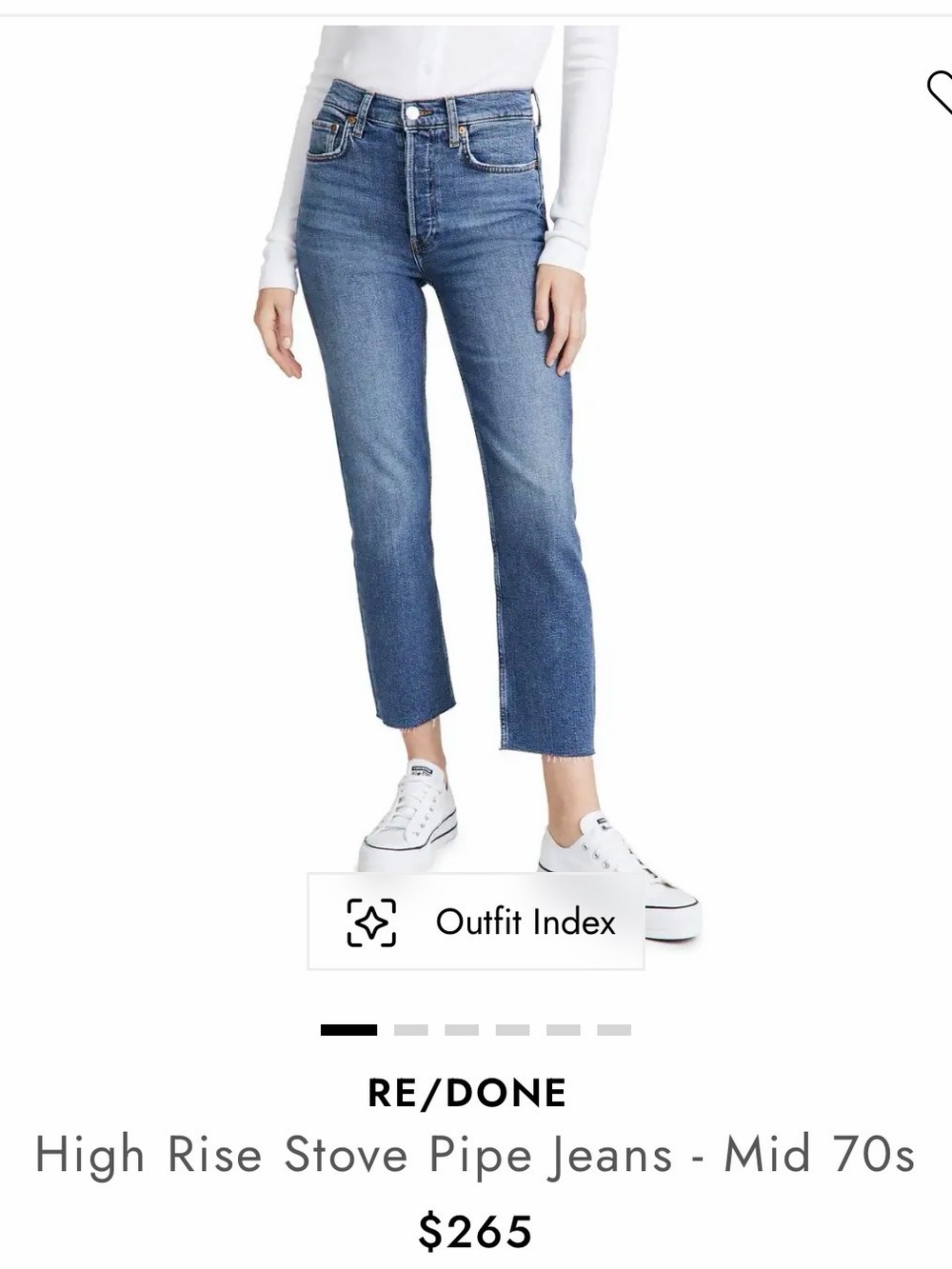 Re/Done High-Rise Stove Pipe Jeans in Mid Blue